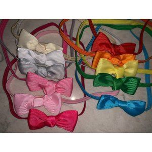 NEW! Set of 11 - Mini Thin Elastic Headband Accessory Set with 2" Bows